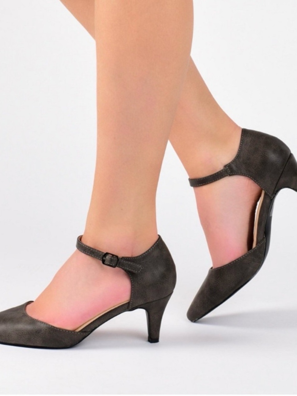 Journee Collection Black Ankle-Strap Pumps for Women 8